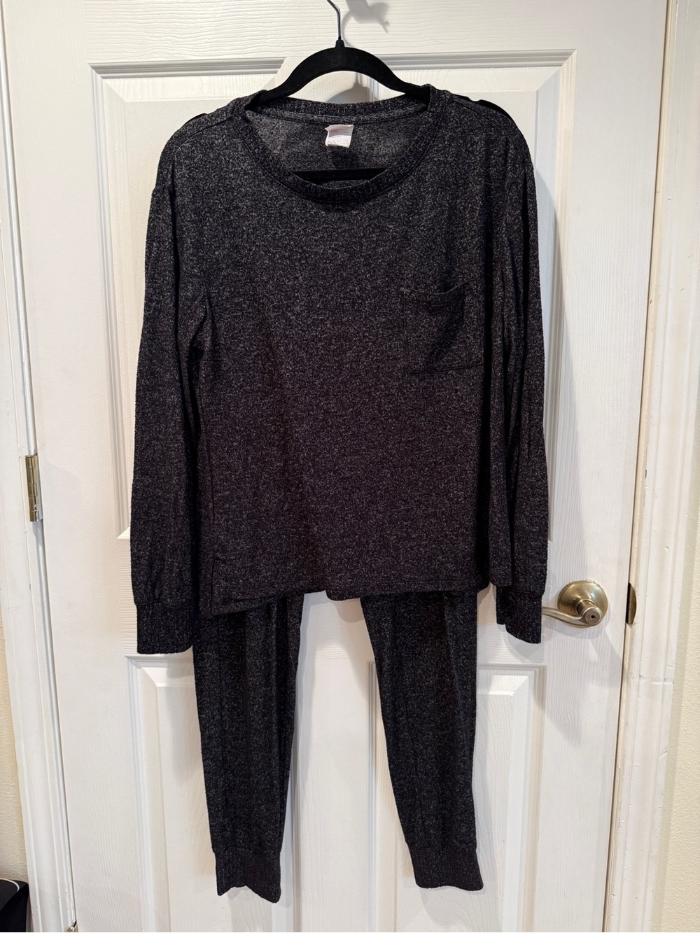 Stars Above Long Sleeve Heather Black Pajama Set